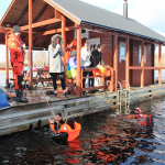 Participants at the science-themed Sea Change youth science camp organised by AHHAA learn rescue skills from the Estonian Maritime Rescue Organisation in the icy waters of Lake Peipus (Estonia), 24 April 2017
